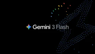 Gemini 3 Flash logo featuring a colorful star and abstract dot design on a black background
