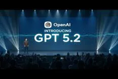 OpenAI event showcasing the introduction of GPT 5.2 on stage with an audience.