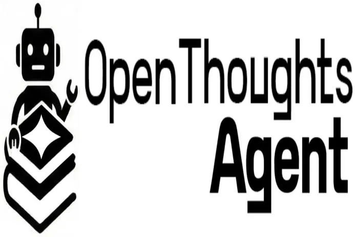Logo of Open Thoughts Agent featuring a robot and a book design